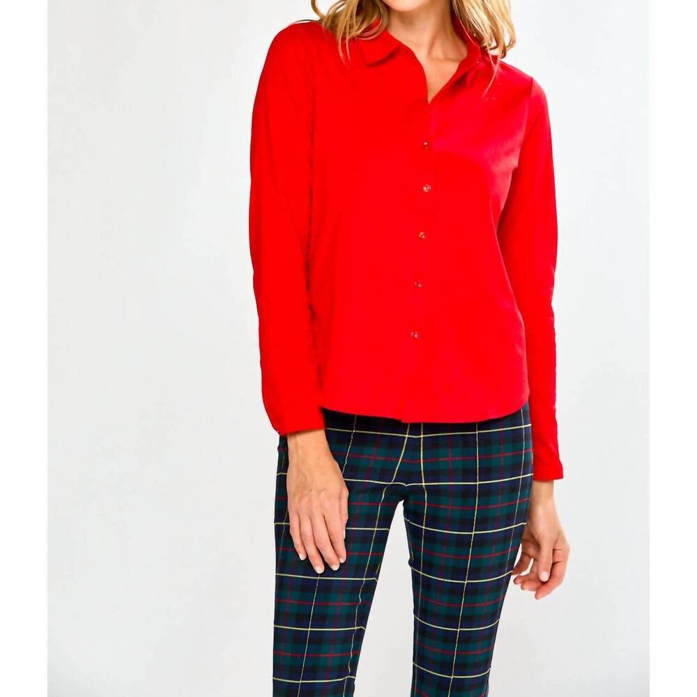 NEW INCASHMERE long sleeve cotton knit shirt in red